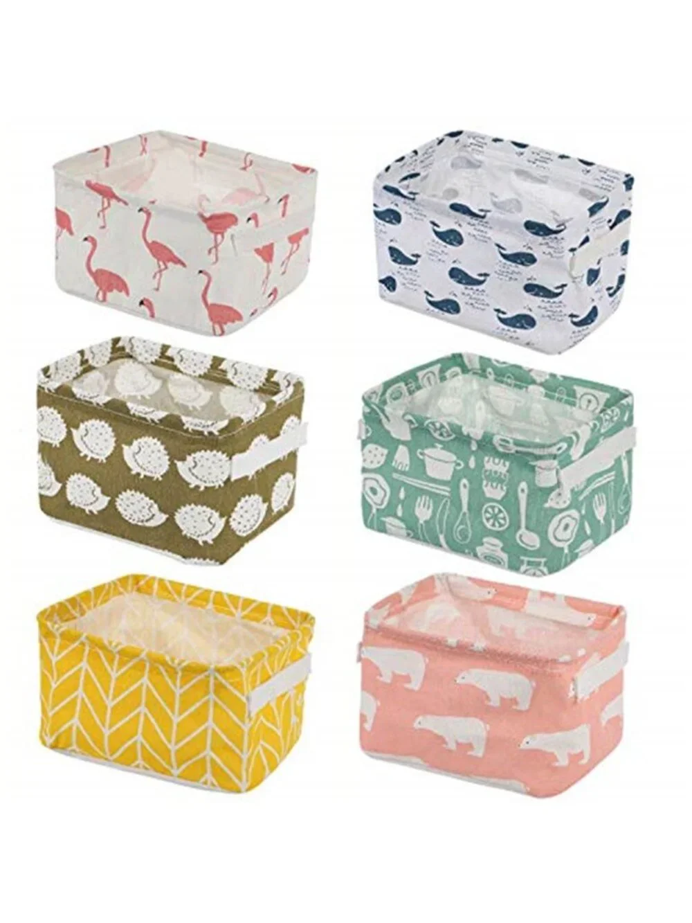 6-Pack Foldable Canvas Storage Baskets with Handle Small size collapsible